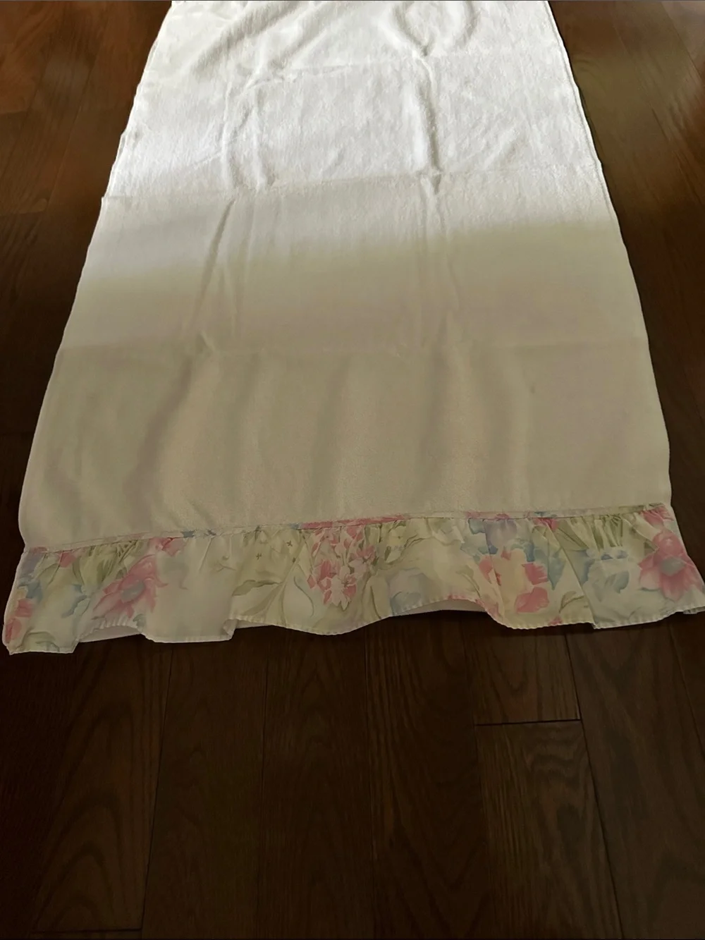 White bath Towel with Floral Ruffle